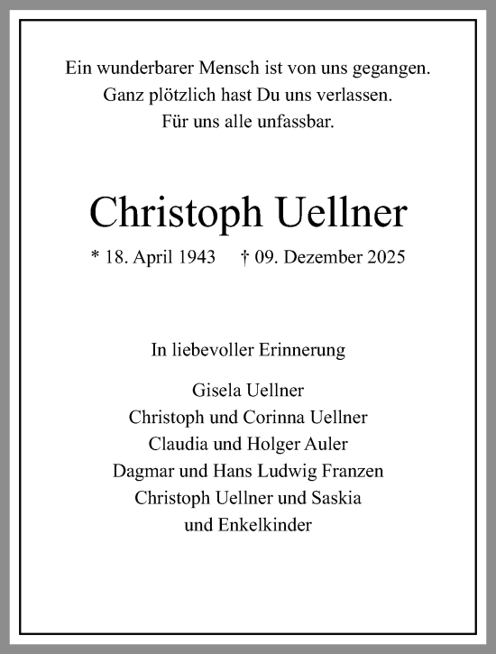Traueranzeige von Christoph Uellner von trauer.panorama-anzeigenblatt.de
