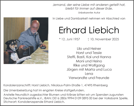 Traueranzeige von Erhard Liebich von trauer.panorama-anzeigenblatt.de