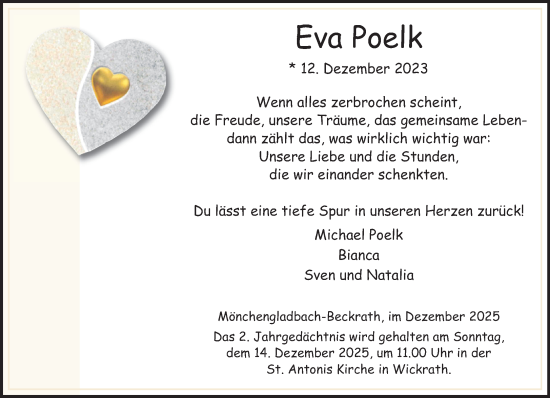 Traueranzeige von Eva Poelk von trauer.panorama-anzeigenblatt.de