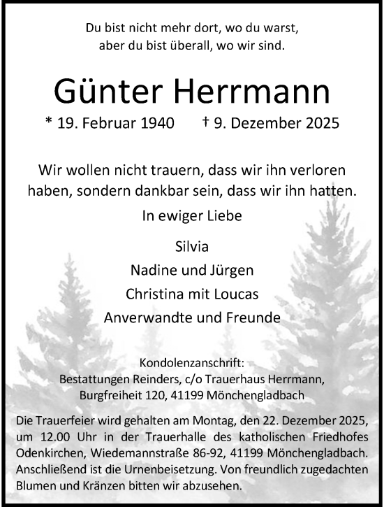 Traueranzeige von Günter Herrmann von trauer.panorama-anzeigenblatt.de