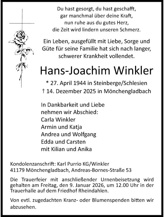 Traueranzeige von Hans-Joachim Winkler von trauer.panorama-anzeigenblatt.de
