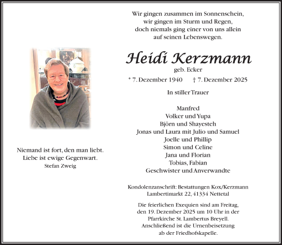 Traueranzeige von Heidi Kerzmann von trauer.panorama-anzeigenblatt.de