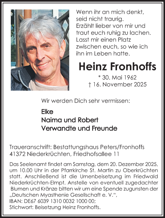 Traueranzeige von Heinz Fronhoffs von trauer.panorama-anzeigenblatt.de