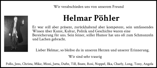 Traueranzeige von Helmar Pöhler von trauer.panorama-anzeigenblatt.de