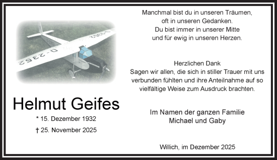 Traueranzeige von Helmut Geifes von trauer.panorama-anzeigenblatt.de