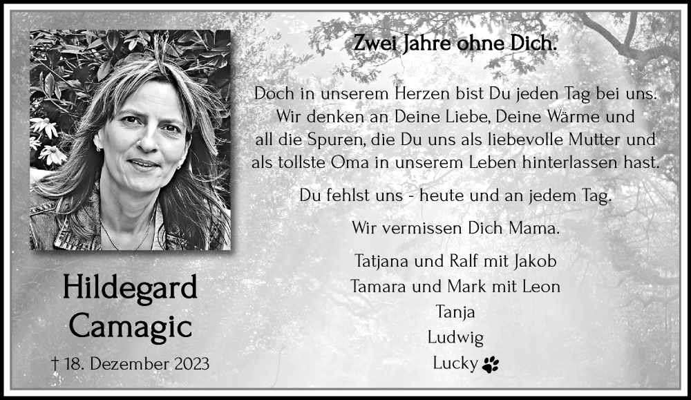  Traueranzeige für Hildegard Camagic vom 14.12.2025 aus trauer.panorama-anzeigenblatt.de
