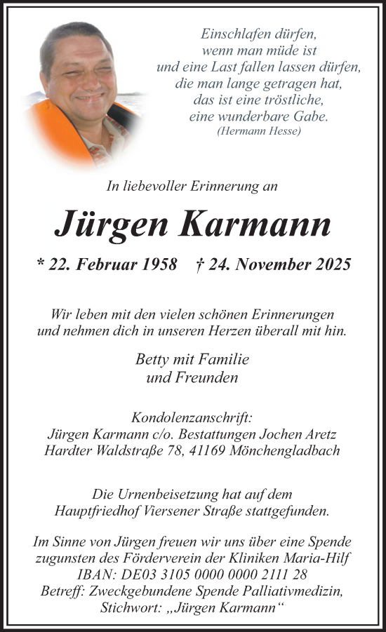 Traueranzeige von Jürgen Karmann von trauer.panorama-anzeigenblatt.de