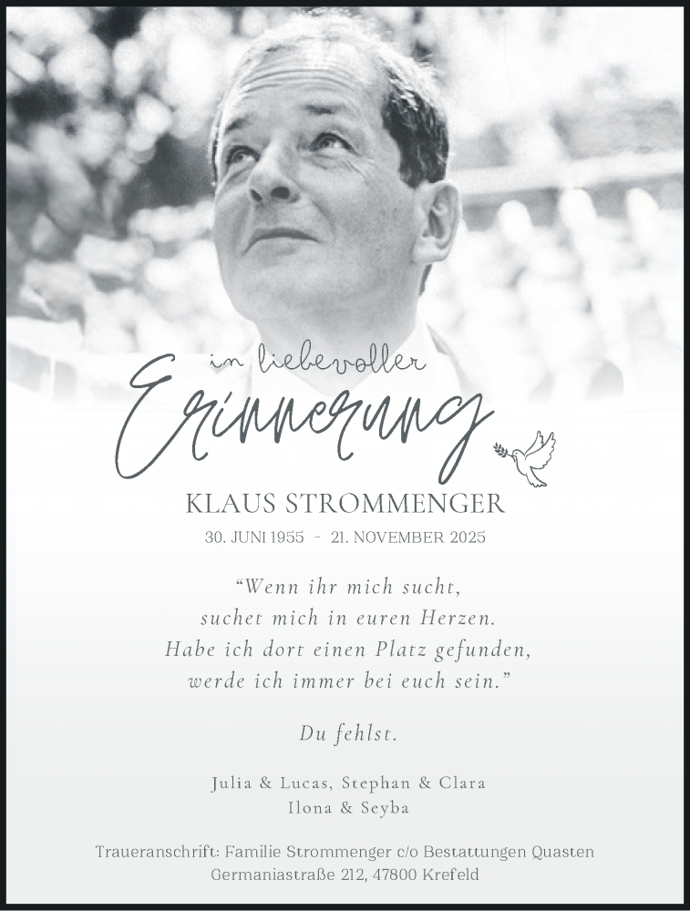  Traueranzeige für Klaus Strommenger vom 21.12.2025 aus trauer.panorama-anzeigenblatt.de