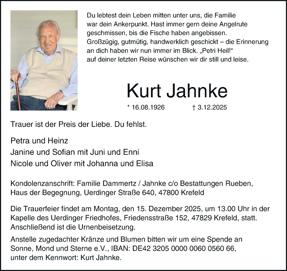  Traueranzeige für Kurt Jahnke vom 07.12.2025 aus trauer.panorama-anzeigenblatt.de