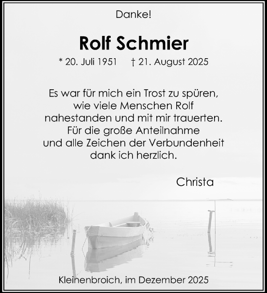 Traueranzeige von Rolf Schmier von trauer.panorama-anzeigenblatt.de