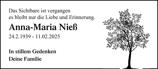 Traueranzeige von Anna-Maria Nieß von trauer.extra-tipp-moenchengladbach.de