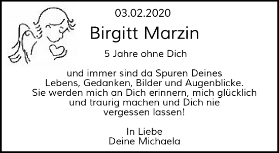 Traueranzeige von Birgitt Marzin von trauer.wuppertaler-rundschau.de