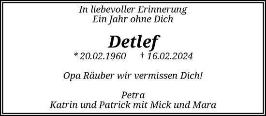 Traueranzeige von Detlef Marten von trauer.wuppertaler-rundschau.de