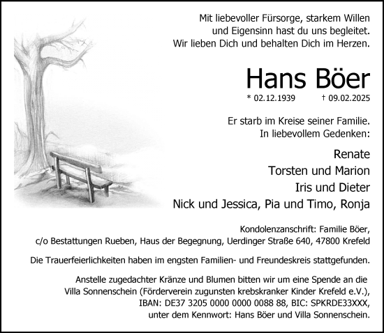 Traueranzeige von Hans Böer von trauer.extra-tipp-moenchengladbach.de