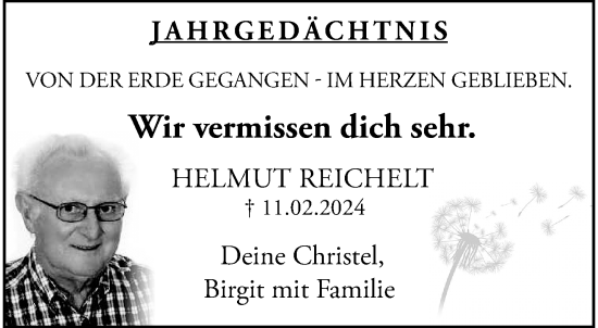 Traueranzeige von Helmut Reichelt von trauer.extra-tipp-moenchengladbach.de