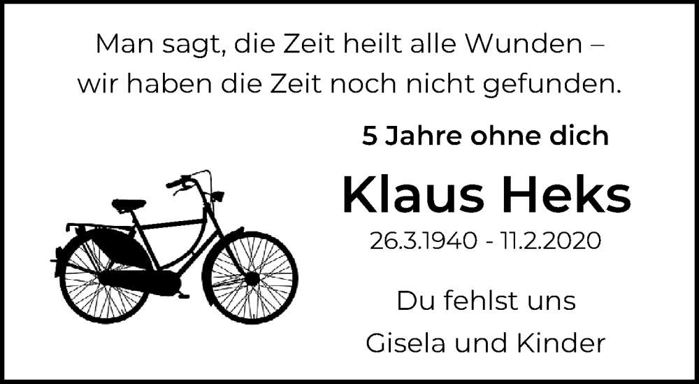  Traueranzeige für Klaus Heks vom 09.02.2025 aus trauer.extra-tipp-moenchengladbach.de