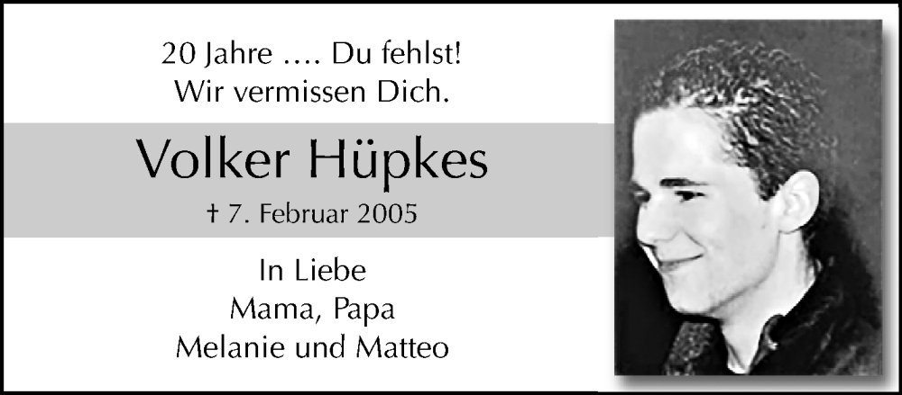  Traueranzeige für Volker Hüpkes vom 09.02.2025 aus trauer.extra-tipp-moenchengladbach.de