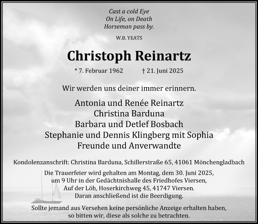  Traueranzeige für Christoph Reinartz vom 29.06.2025 aus trauer.extra-tipp-moenchengladbach.de