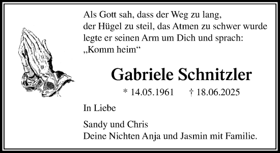 Traueranzeige von Gabriele Schnitzler von trauer.extra-tipp-moenchengladbach.de