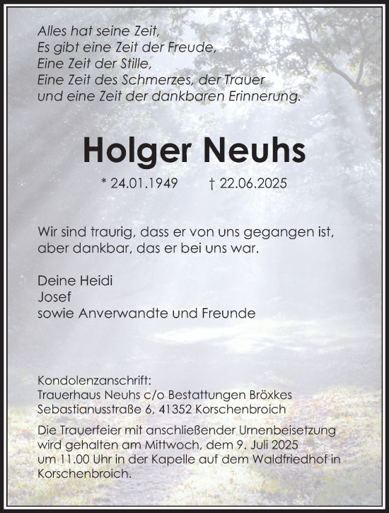 Traueranzeige von Holger Neuhs von trauer.extra-tipp-moenchengladbach.de