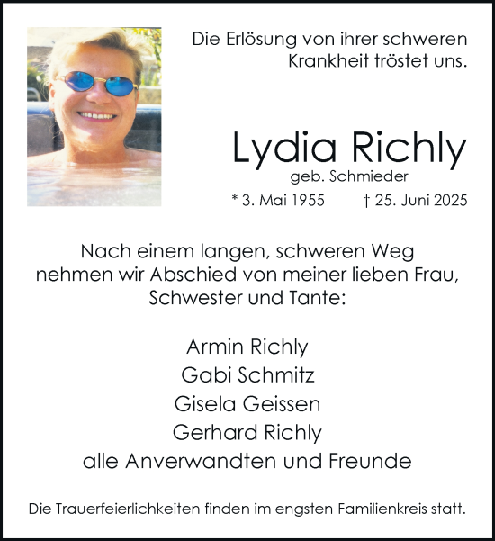 Traueranzeige von Lydia Richly von trauer.extra-tipp-moenchengladbach.de