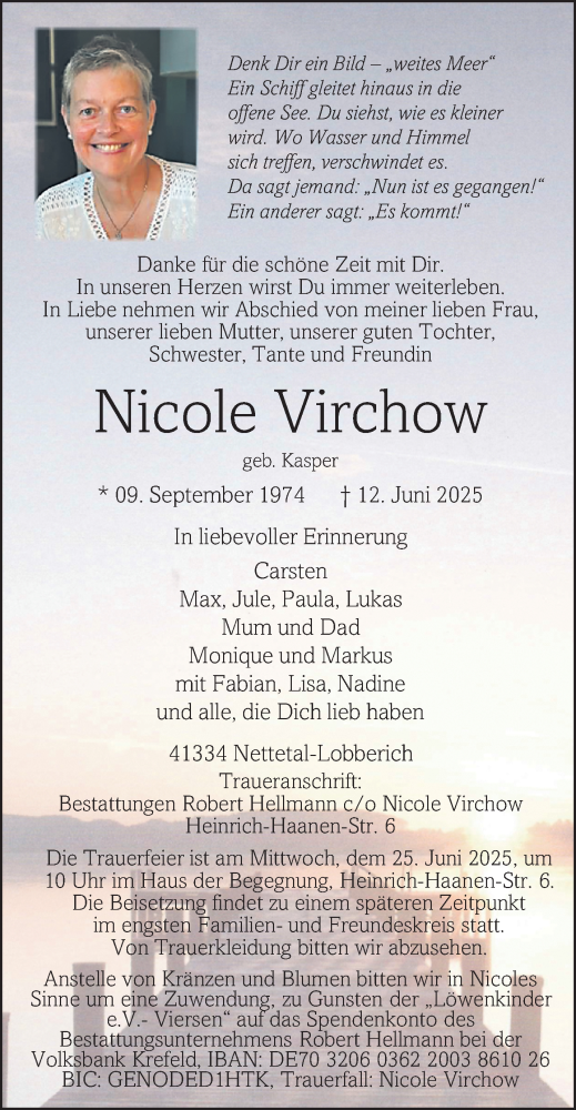 Traueranzeige von Nicole Virchow von trauer.extra-tipp-moenchengladbach.de