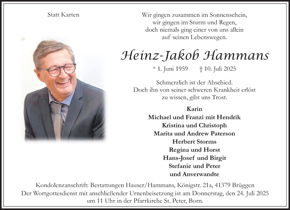  Traueranzeige für Heinz-Jakob Hammans vom 20.07.2025 aus trauer.extra-tipp-moenchengladbach.de