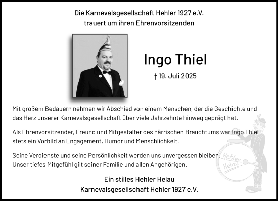 Traueranzeige von Ingo Thiel von trauer.extra-tipp-moenchengladbach.de