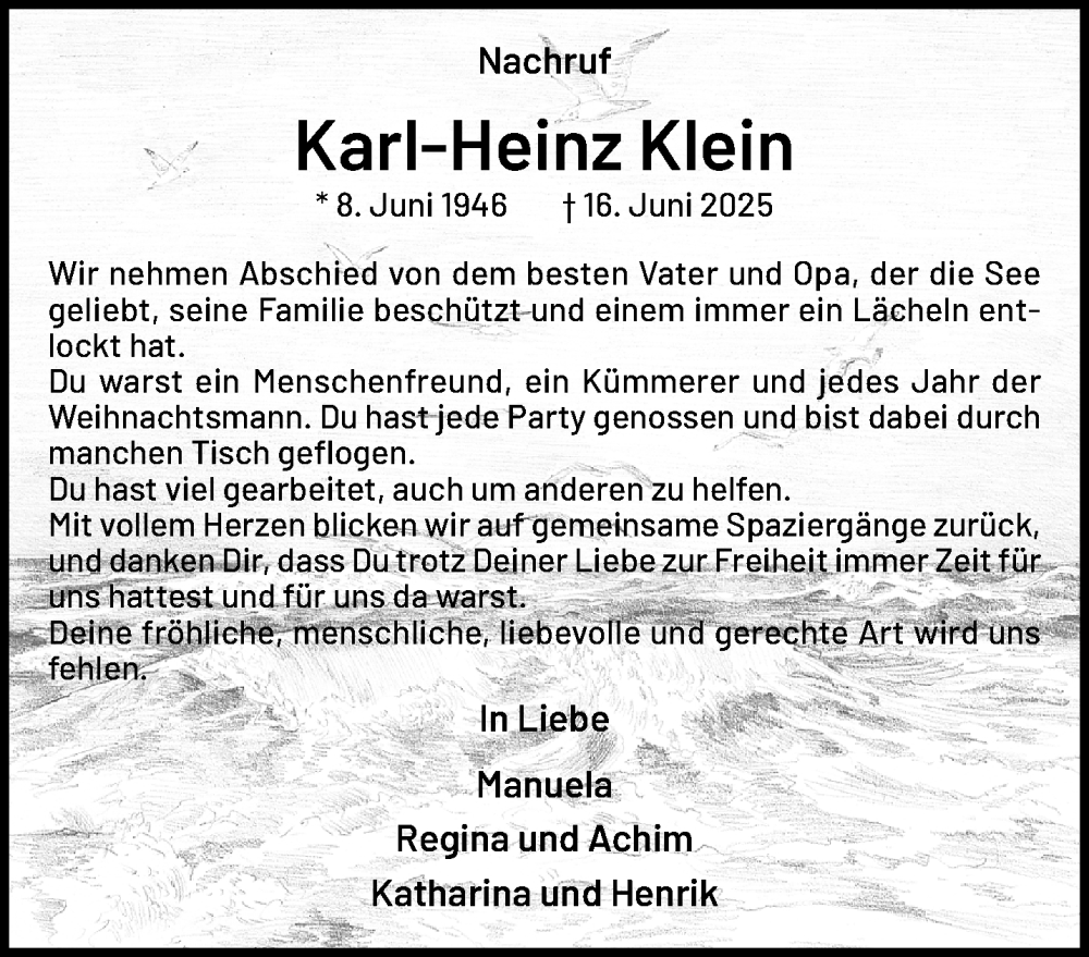  Traueranzeige für Karl-Heinz Klein vom 06.07.2025 aus trauer.extra-tipp-moenchengladbach.de