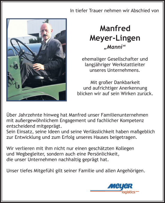 Traueranzeige von Manfred Meyer-Lingen von trauer.extra-tipp-moenchengladbach.de
