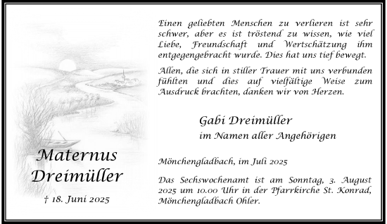 Traueranzeige von Maternus Dreimüller von trauer.extra-tipp-moenchengladbach.de
