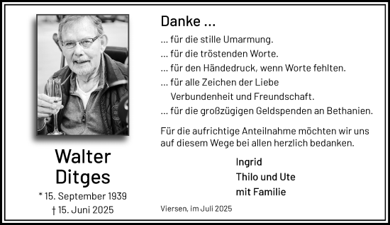 Traueranzeige von Walter Ditges von trauer.extra-tipp-moenchengladbach.de