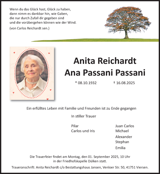 Traueranzeige von Anita Reichardt von trauer.extra-tipp-moenchengladbach.de