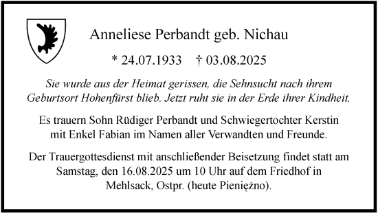 Traueranzeige von Anneliese Perbandt von trauer.extra-tipp-moenchengladbach.de