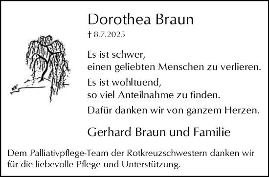 Traueranzeige von Dorothea Braun von trauer.wuppertaler-rundschau.de