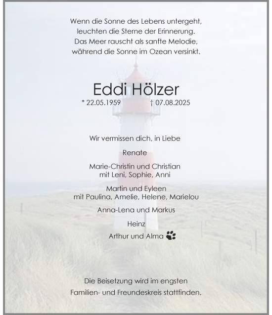 Traueranzeige von Eddi Hölzer von trauer.extra-tipp-moenchengladbach.de