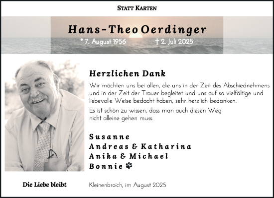 Traueranzeige von Hans-Theo Oerdinger von trauer.extra-tipp-moenchengladbach.de