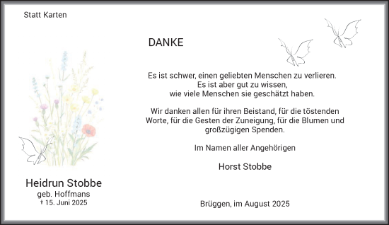 Traueranzeige von Heidrun Stobbe von trauer.extra-tipp-moenchengladbach.de