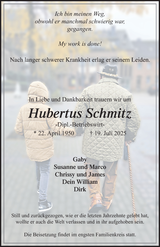 Traueranzeige von Hubertus Schmitz von trauer.extra-tipp-moenchengladbach.de