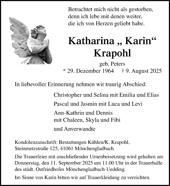 Traueranzeige von Katharina Krapohl von trauer.extra-tipp-moenchengladbach.de