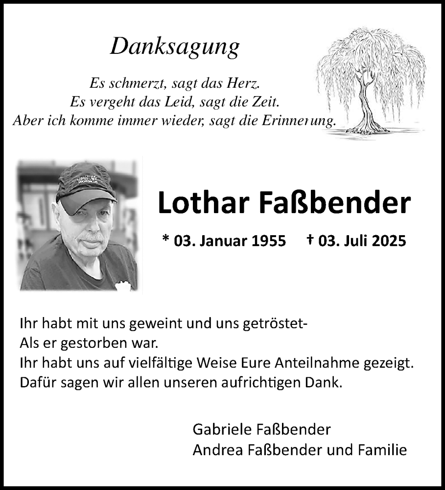 Traueranzeige für Lothar Faßbender vom 17.08.2025 aus trauer.extra-tipp-moenchengladbach.de
