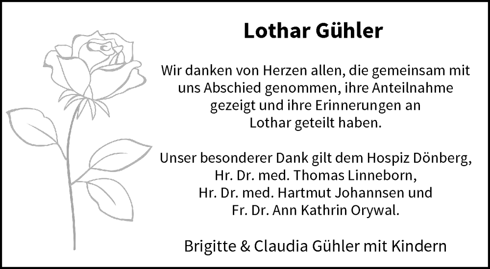  Traueranzeige für Lothar Gühler vom 09.08.2025 aus trauer.wuppertaler-rundschau.de