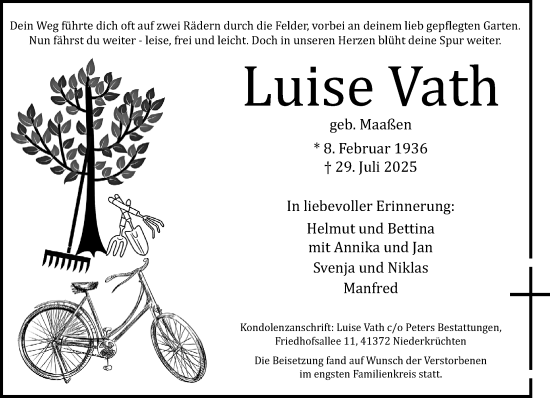 Traueranzeige von Luise Vath von trauer.extra-tipp-moenchengladbach.de
