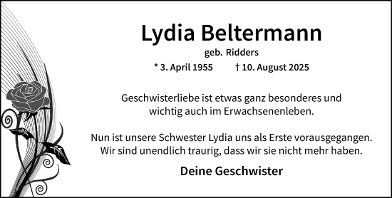 Traueranzeige von Lydia Beltermann von trauer.extra-tipp-moenchengladbach.de