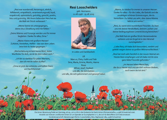 Traueranzeige von Resi Looschelders von trauer.extra-tipp-moenchengladbach.de