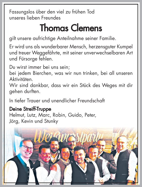 Traueranzeige von Thomas Clemens von trauer.extra-tipp-moenchengladbach.de