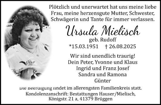 Traueranzeige von Ursula Mielisch von trauer.extra-tipp-moenchengladbach.de