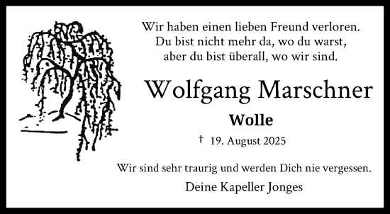 Traueranzeige von Wolfgang Marschner von trauer.extra-tipp-moenchengladbach.de
