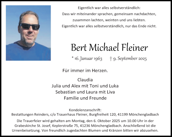 Traueranzeige von Bert Michael Fleiner von trauer.panorama-anzeigenblatt.de