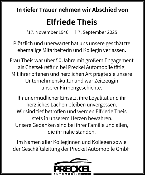 Traueranzeige von Elfriede Theis von trauer.panorama-anzeigenblatt.de